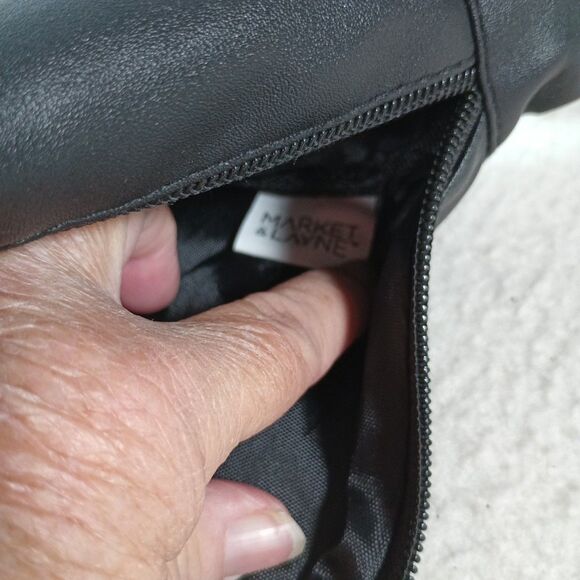 Market & Layne Crossbody Pouch Bag Black w/ Checkered Strap Casual Purse - Picture 5 of 15